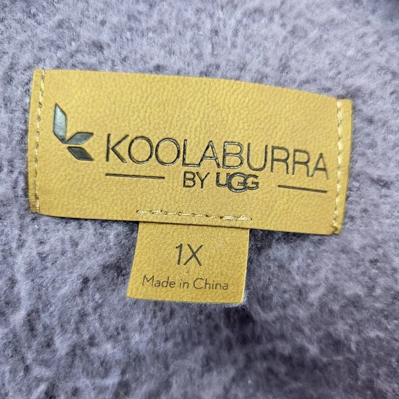 Koolaburra by UGG Fleece VEST Womens Size 1X Purple Sherpa Hooded Pockets Snaps - Picture 9 of 16
